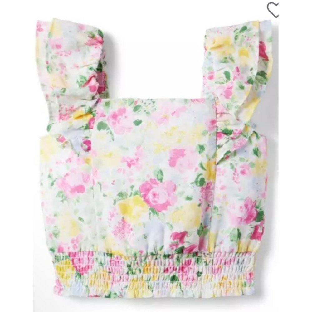 Janie and Jack FLORAL SMOCKED WAIST CHIFFON TOP NWT 2T